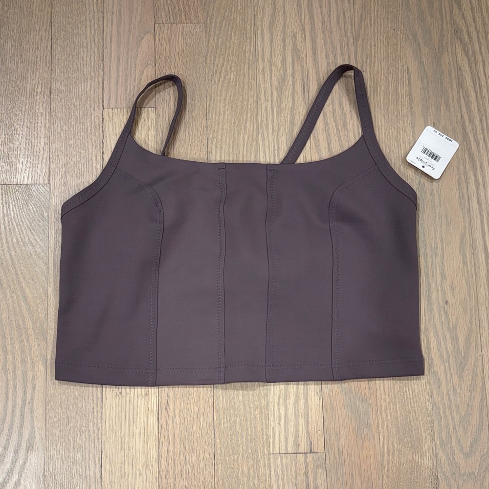 Free People Movement Large Purple Gray Cropped Corset Sports Stretchy Tank Top